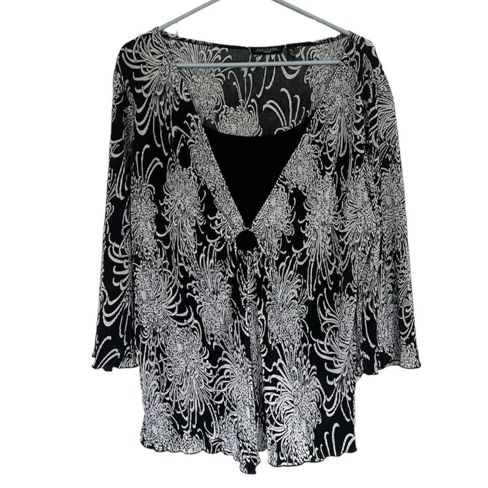 Vintage Notations Woman Lightweight Ragland Sleeve Layered Look Blouse 2X